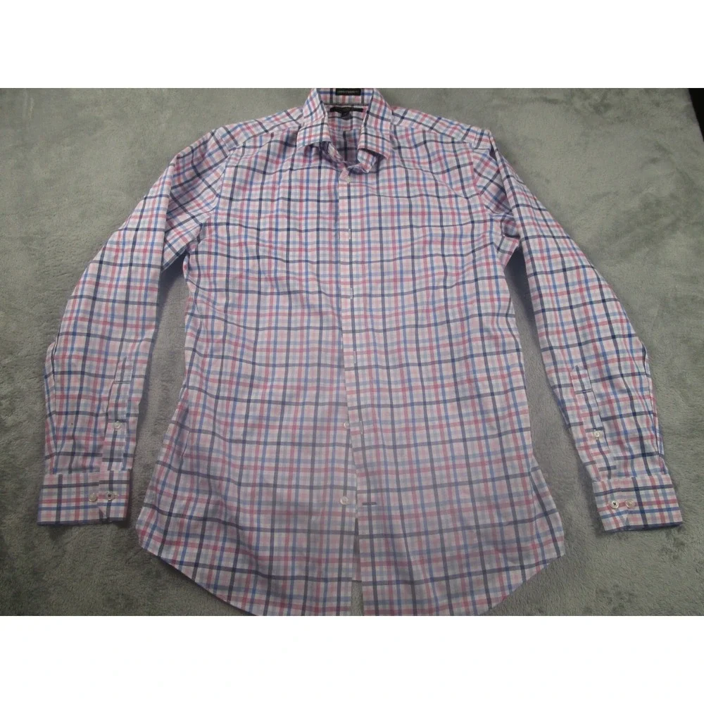 Banana Republic Shirt Mens Medium Blue Plaid Camden‎ Standard Preppy